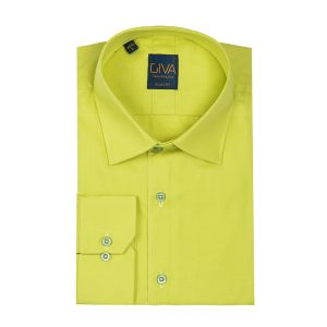 پیراهن فلورا تایلندی مردانه - 2XL, زرد فسفری, پارچه فلورای تایلندی, قاپک افسری, آستین بلند, یقه کراواتی
