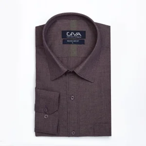 پیراهن لیما ملانژ جیب دار - قرمز سیر, 2XL, پارچه دونخ ملانژ, قاپک افسری, آستین بلند, یقه کراواتی