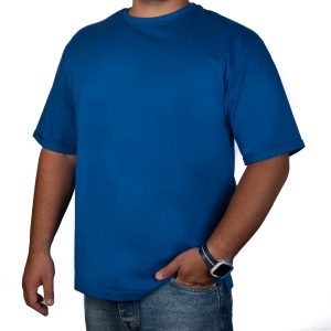 تیشرت ساده یقه گرد مردانه - M, آبی, پنبه 100%, آستین کوتاه, یقه ساده