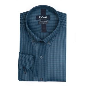 پیراهن پیچازی مردانه - 2XL, کله غازی, پنبه 100%, قاپک افسری, آستین بلند, یقه دکمه دار