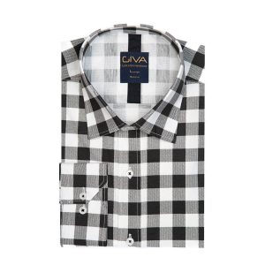 پیراهن چهارخانه4332 - سفید مشکی, 2XL