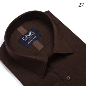 پیراهن لیما ساده یقه کرواتی - زرشکی 27, XL, پارچه دونخ ملانژ, آستین بلند, قاپک افسری, یقه کراواتی