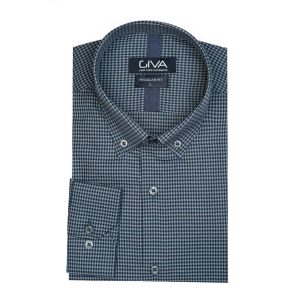پیراهن پیچازی مردانه - 2XL, سرمه ای, پنبه 100%, قاپک افسری, آستین بلند, یقه دکمه دار