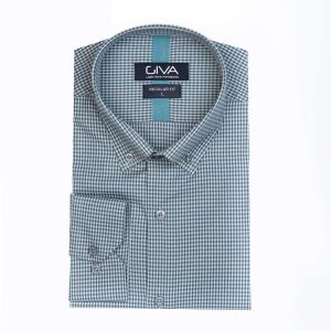 پیراهن پیچازی مردانه - 2XL, آبی, پنبه 100%, قاپک افسری, آستین بلند, یقه دکمه دار