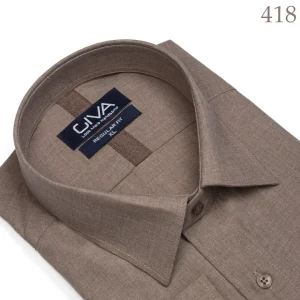 پیراهن لیما ساده یقه کرواتی - کرم خاکی 418, 2XL, پارچه دونخ ملانژ, آستین بلند, قاپک افسری, یقه کراواتی