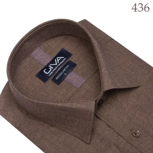 پیراهن لیما ساده یقه کرواتی - قرمز سیر 436, XL, پارچه دونخ ملانژ, آستین بلند, قاپک افسری, یقه کراواتی