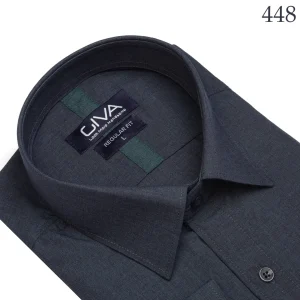 پیراهن لیما ساده یقه کرواتی - آبی زرشکی 448, 2XL, پارچه دونخ ملانژ, آستین بلند, قاپک افسری, یقه کراواتی