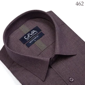 پیراهن لیما ساده یقه کرواتی - بنفش 462, 2XL, پارچه دونخ ملانژ, آستین بلند, قاپک افسری, یقه کراواتی