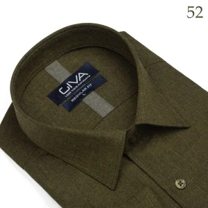 پیراهن لیما ساده یقه کرواتی - سبز 52, XL, پارچه دونخ ملانژ, آستین بلند, قاپک افسری, یقه کراواتی