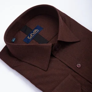 پیراهن ملانژ ساده 3275 - XL, زرشکی, پارچه دونخ ملانژ, یقه ساده, قاپک افسری, آستین بلند