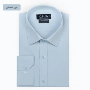 پیراهن دوشین ساده یقه کراواتی قاپک افسری - 2XL, آبی آسمانی, پارچه دوشین, یقه کراواتی, قاپک افسری, آستین بلند