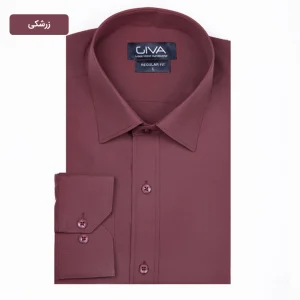 پیراهن دوشین ساده یقه کراواتی قاپک افسری - XL, زرشکی, پارچه دوشین, یقه کراواتی, قاپک افسری, آستین بلند