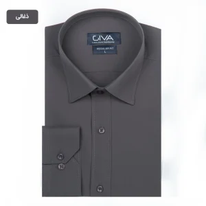 پیراهن دوشین ساده یقه کراواتی قاپک افسری - 2XL, ذغالی, پارچه دوشین, یقه کراواتی, قاپک افسری, آستین بلند