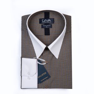 پیراهن ایتالیایی پیچازی - 2XL, قهوه ای, ساده, پارچه فلورای ترک, آستین بلند, یقه خرگوشی