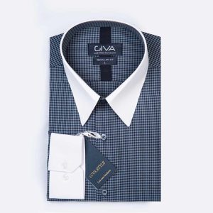 پیراهن ایتالیایی پیچازی - 2XL, آبی, ساده, پارچه فلورای ترک, آستین بلند, یقه خرگوشی