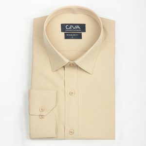 پیراهن دوشین ساده یقه کراواتی قاپک افسری - 2XL, کرمی, پارچه دوشین, یقه کراواتی, قاپک افسری, آستین بلند