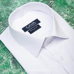 پیراهن دوشین آستین کوتاه یقه کراواتی - XL, سفید, پارچه دوشین, آستین کوتاه, قاپک افسری, یقه کراواتی