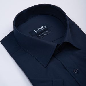 پیراهن دوشین آستین کوتاه یقه کراواتی - 2XL, سرمه ای, پارچه دوشین, آستین کوتاه, قاپک افسری, یقه کراواتی