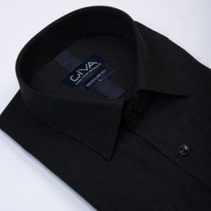پیراهن دوشین آستین کوتاه یقه کراواتی - XL, black, پارچه دوشین, آستین کوتاه, قاپک افسری, یقه کراواتی