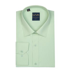 پیراهن دوشین ساده یقه کراواتی قاپک افسری - XL, سبز روشن, پارچه دوشین, یقه کراواتی, قاپک افسری, آستین بلند
