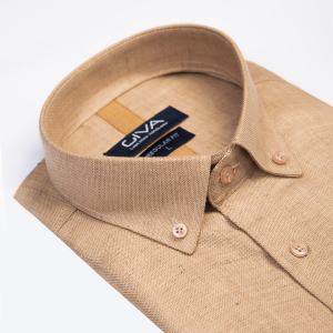 پیراهن لینن آستین کوتاه دونخ - 2XL, شکلاتی, لینن, قاپک افسری, آستین کوتاه, یقه دکمه دار