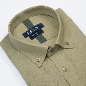 پیراهن آستین کوتاه لینن 3404 - 2XL, سبز, پارچه لنین, قاپک افسری, آستین کوتاه, یقه دکمه دار, پایین نیم گرد