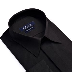 پیراهن دوشین یقه خرگوشی مخفی - M, black, پارچه دوشین, قاپک مخفی, یقه خرگوشی, آستین بلند