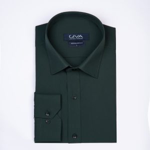 پیراهن دوشین ساده یقه کراواتی قاپک افسری - XL, سبز ارتشی, پارچه دوشین, یقه کراواتی, قاپک افسری, آستین بلند